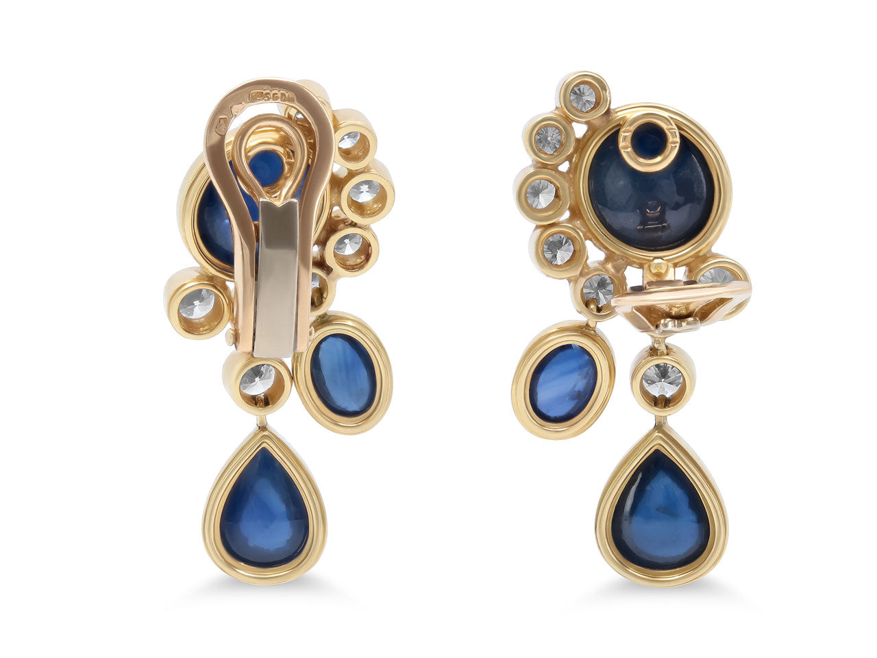 Eric Bertrand Sapphire and Diamond Earrings in 18K Gold