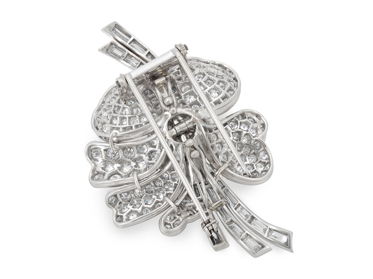 Mid-Century Diamond Flower Brooch in Platinum