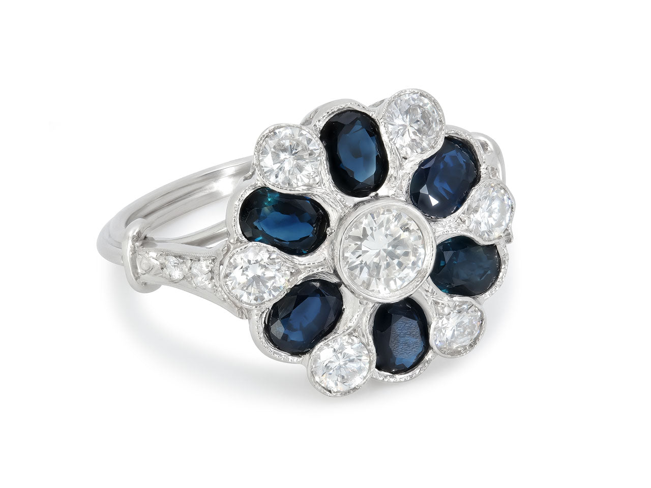 Diamond and Sapphire Ring in Platinum