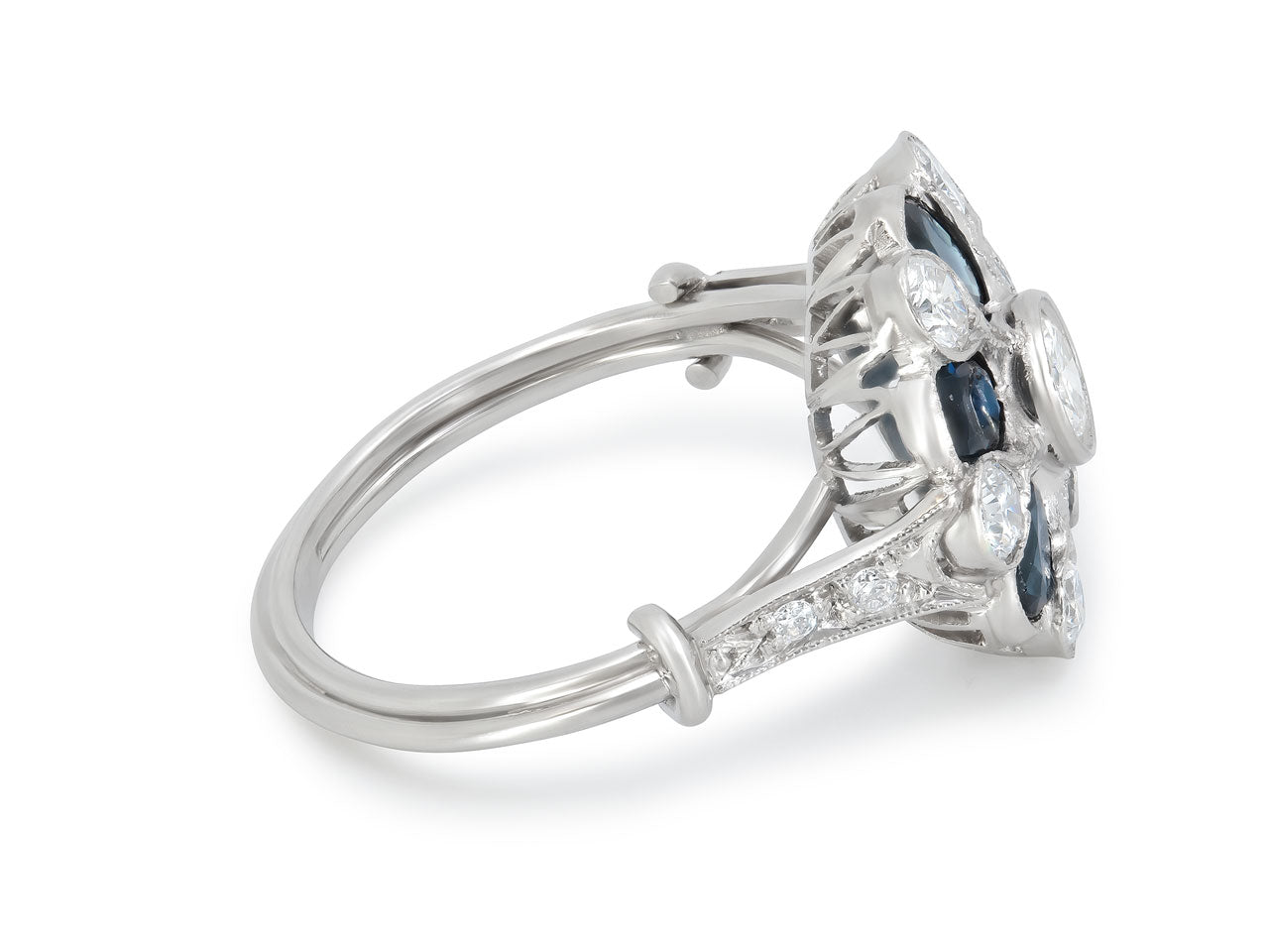 Diamond and Sapphire Ring in Platinum