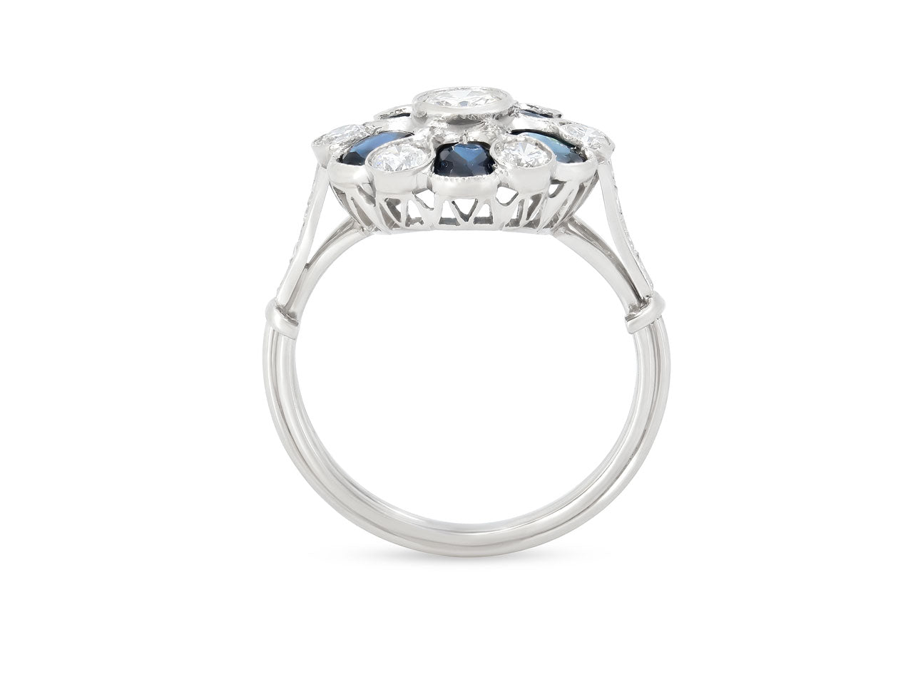 Diamond and Sapphire Ring in Platinum