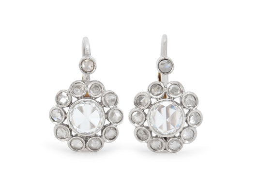 Rose-cut Diamond Earrings in Platinum