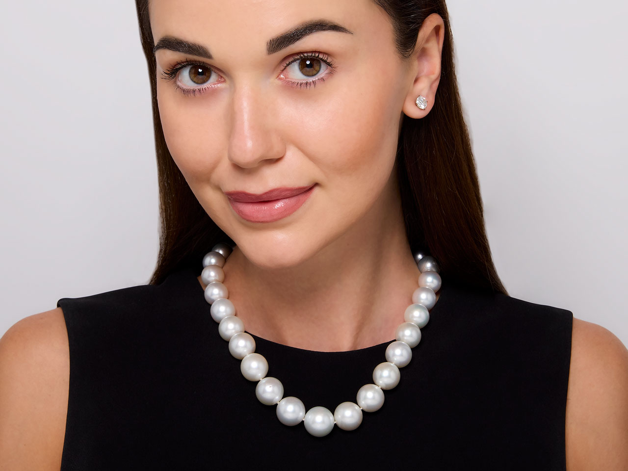 South Sea Pearl Necklace with Diamond Clasp in Platinum