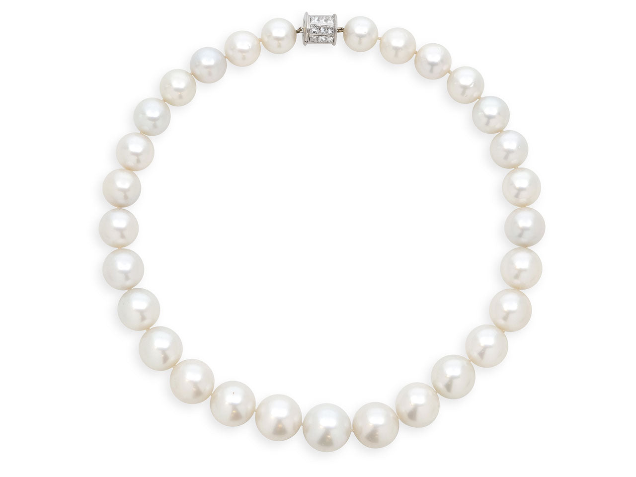 South Sea Pearl Necklace with Diamond Clasp in Platinum