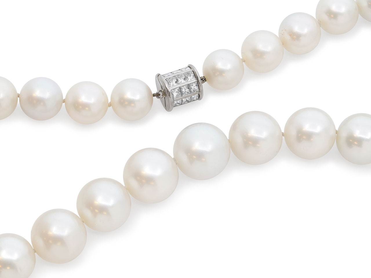 South Sea Pearl Necklace with Diamond Clasp in Platinum