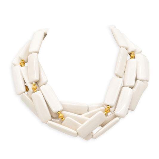 Verdura Five Row White Jasper Necklace in 18K Gold