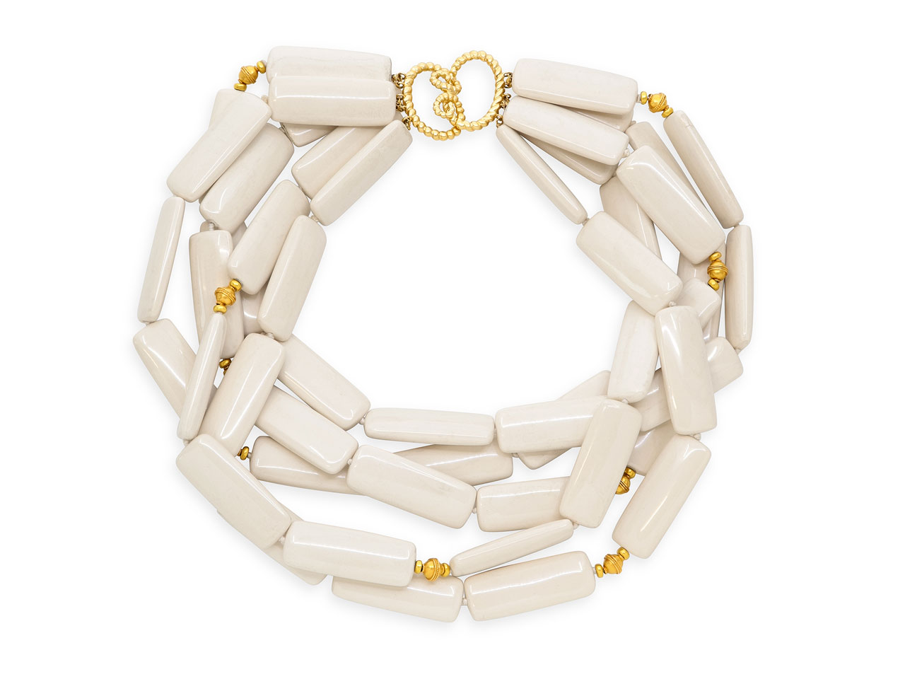 Verdura Five Row White Jasper Necklace in 18K Gold