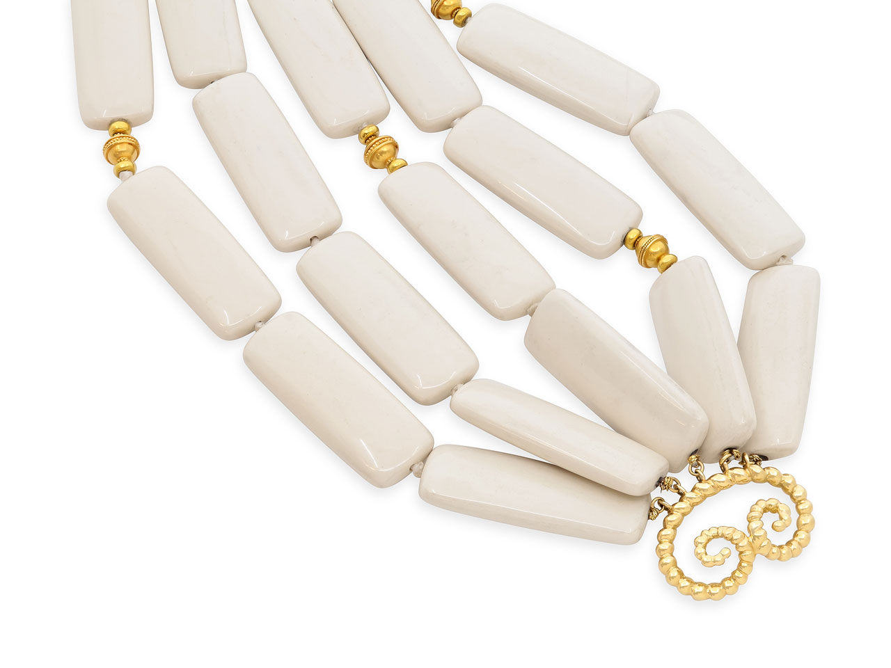 Verdura Five Row White Jasper Necklace in 18K Gold