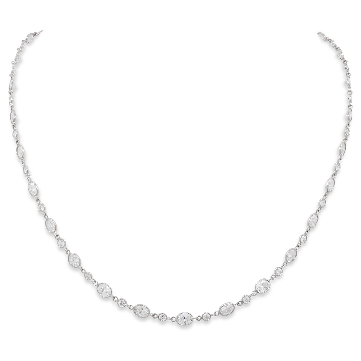 Beladora 'Bespoke' Oval Diamond Station Necklace in Platinum