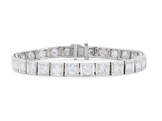 Mid-Century Diamond Line Bracelet in Platinum