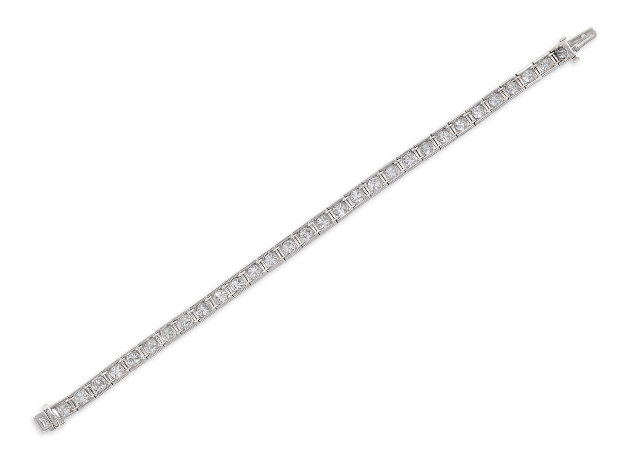 Mid-Century Diamond Line Bracelet in Platinum