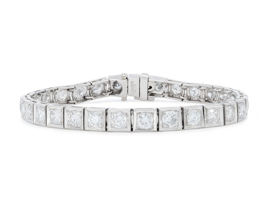 Mid-Century Diamond Line Bracelet in Platinum