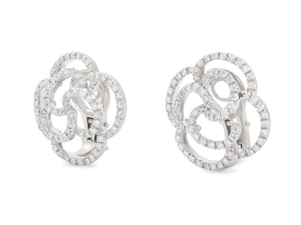 Diamond Flower Earrings in 18K White Gold