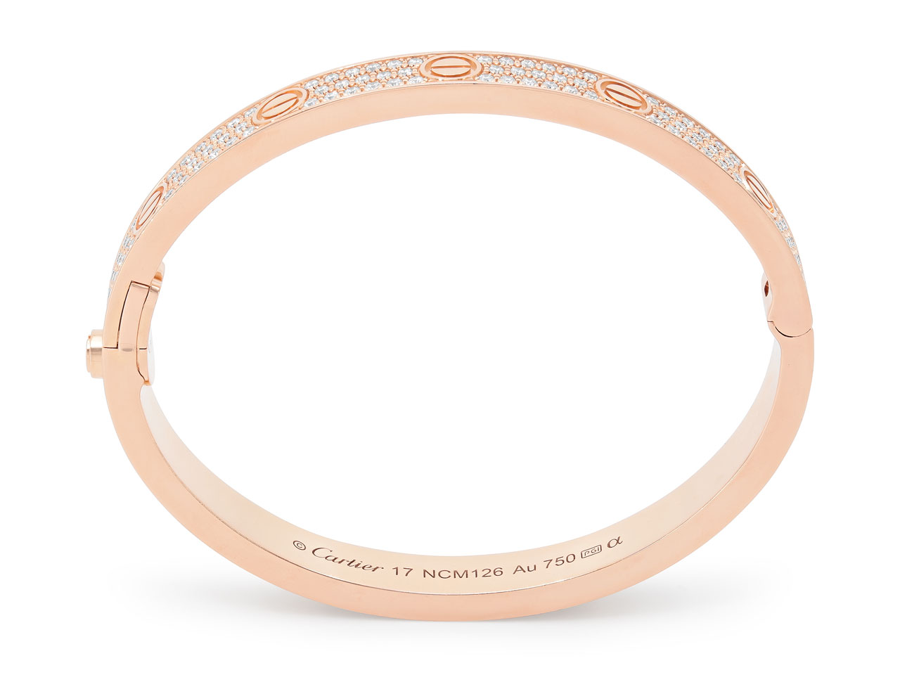 Cartier 'Love' Bracelet, Diamond-paved, in 18K Rose Gold, Size 17