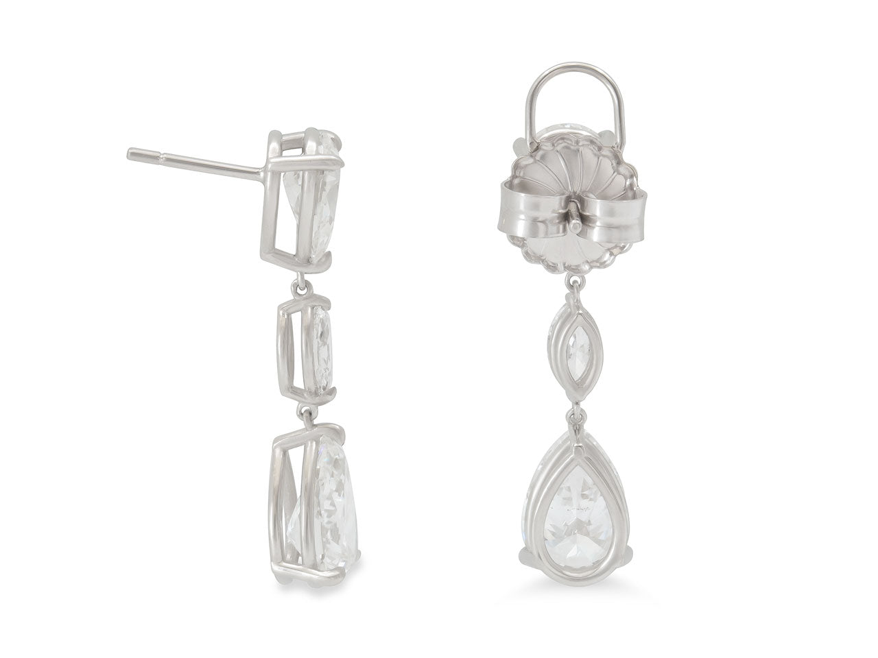 Beladora 'Bespoke' Pear Shape Diamond Drop Earrings, 7.74 carats, in Platinum