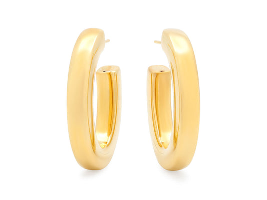 Squared Oval Hoops in 18K Gold, by Beladora