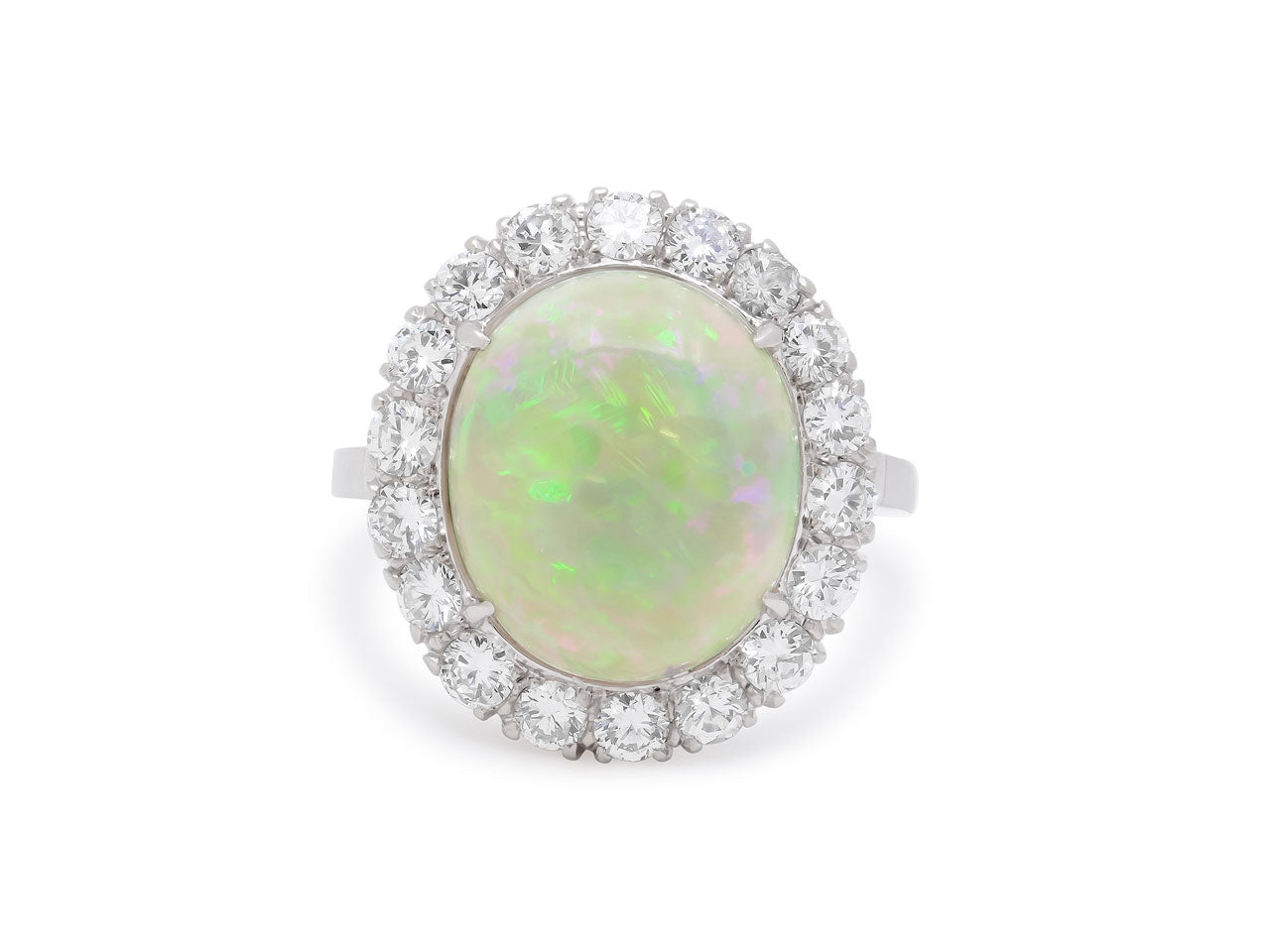 White Opal and Diamond Ring in Platinum