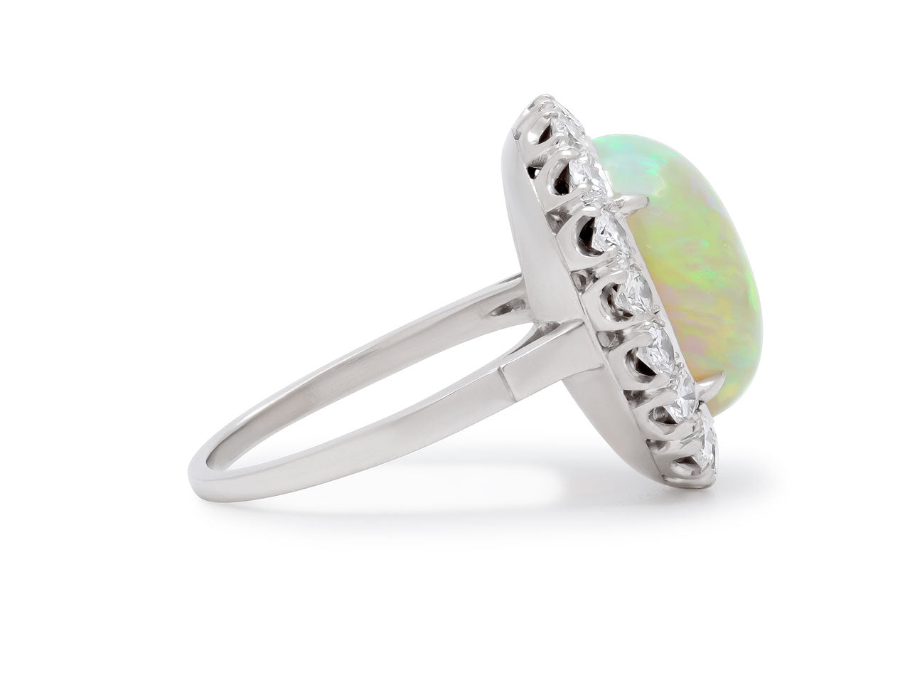 White Opal and Diamond Ring in Platinum