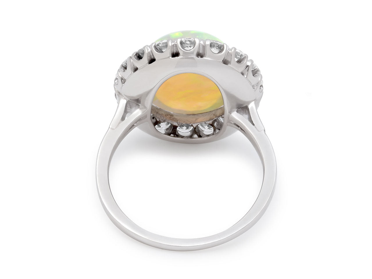 White Opal and Diamond Ring in Platinum