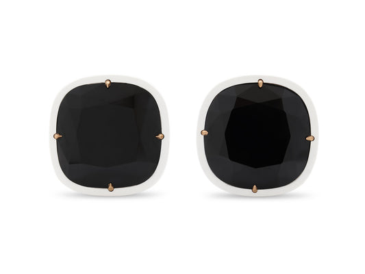 Taffin Onyx and Ceramic Earrings in 18K Rose Gold