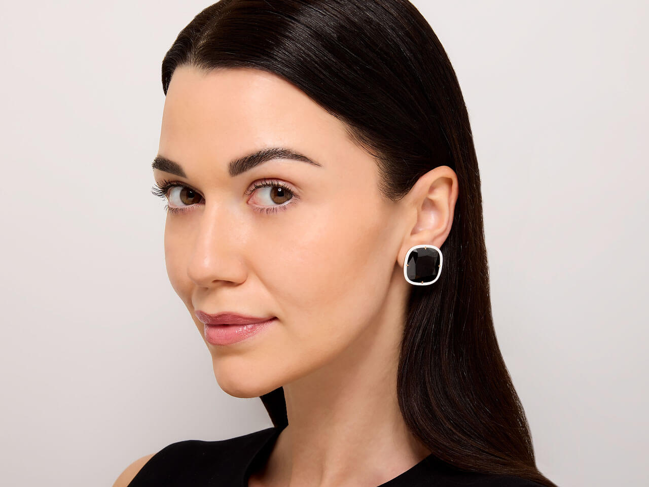 Taffin Black Spinel and Ceramic Earrings in 18K Rose Gold