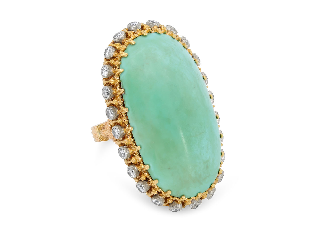 Buccellati Turquoise and Diamond Ring in 18K Gold