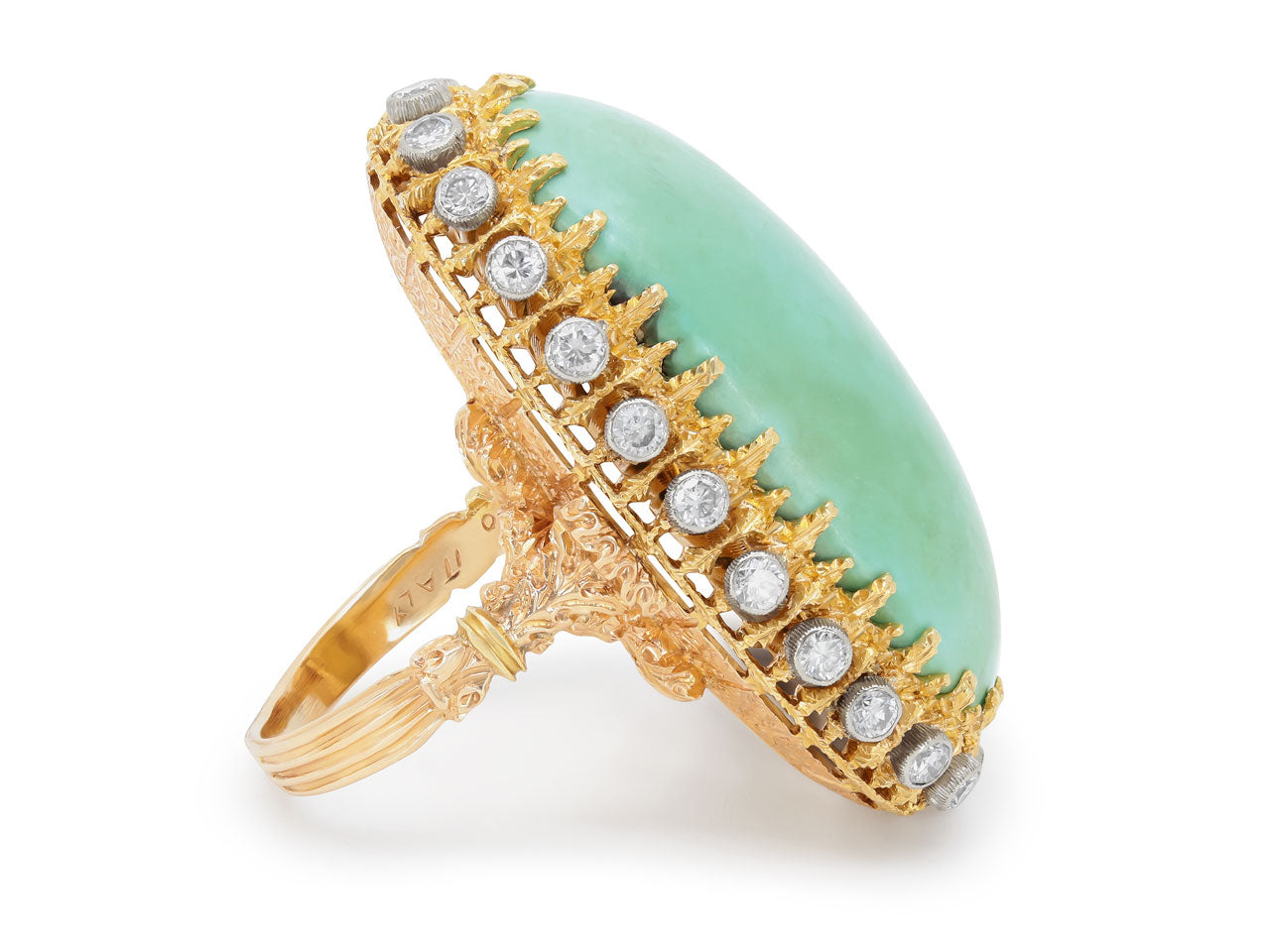 Buccellati Turquoise and Diamond Ring in 18K Gold