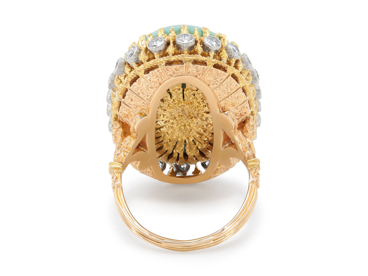 Buccellati Turquoise and Diamond Ring in 18K Gold