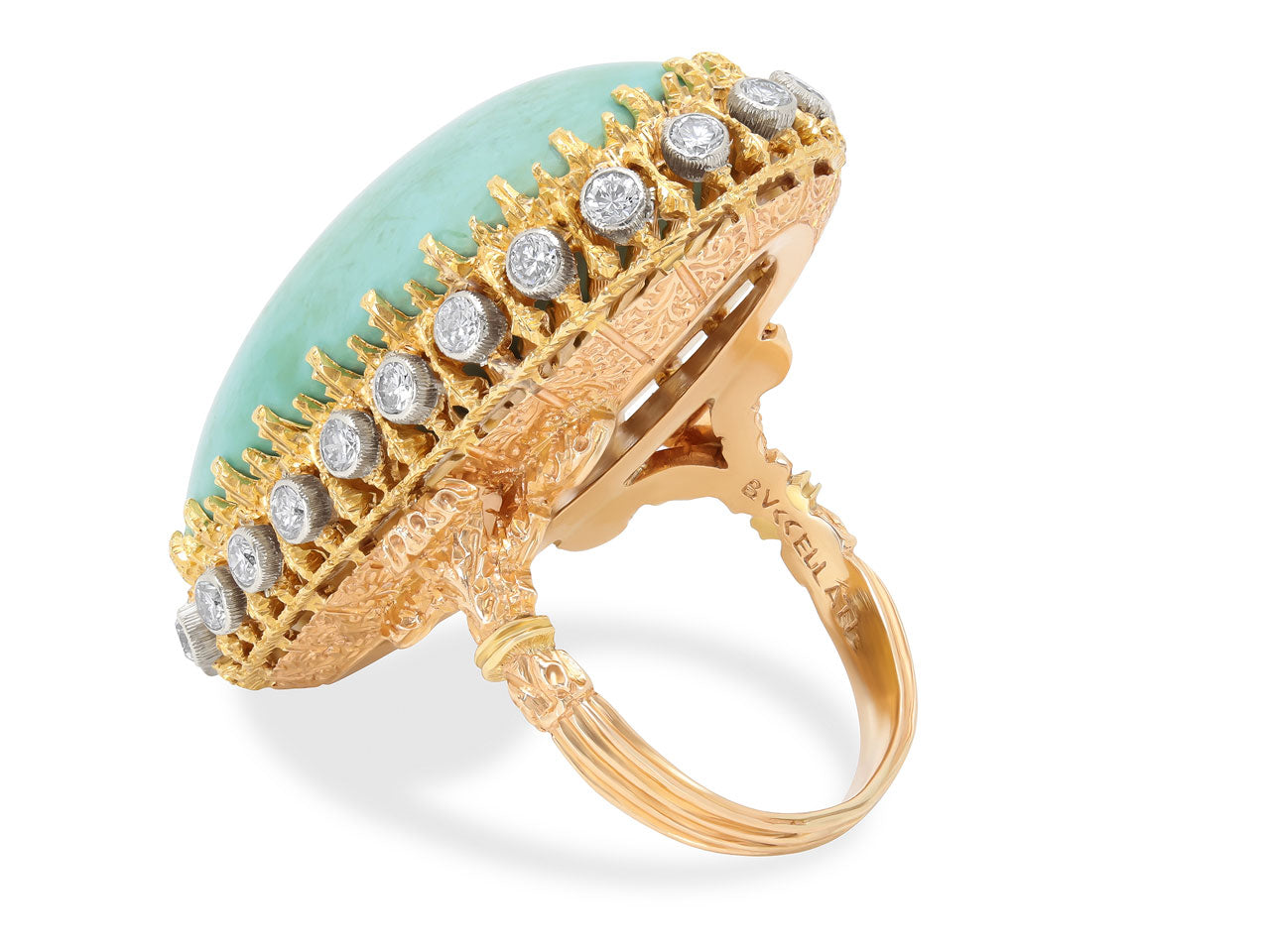 Buccellati Turquoise and Diamond Ring in 18K Gold