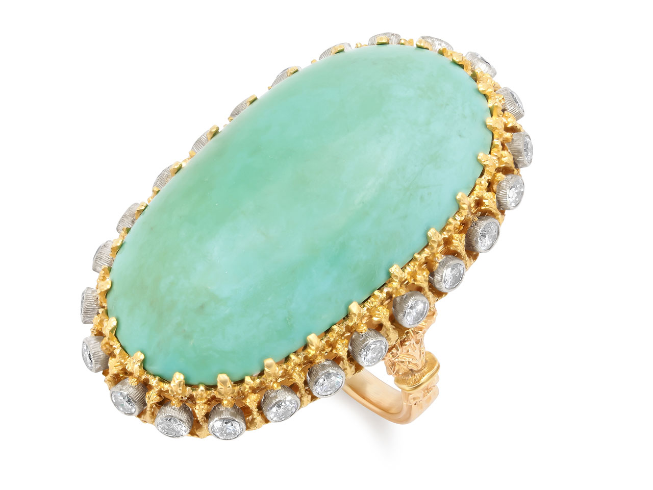 Buccellati Turquoise and Diamond Ring in 18K Gold