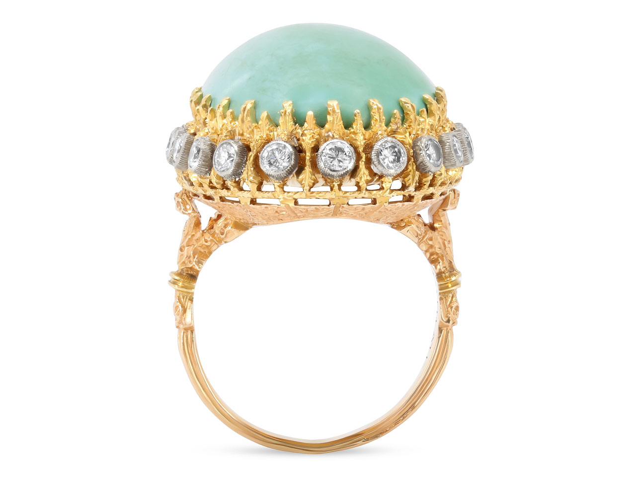 Buccellati Turquoise and Diamond Ring in 18K Gold