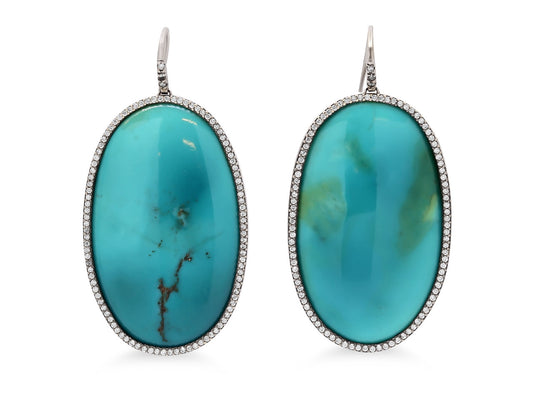 Turquoise and Diamond Earrings in 18K White Gold