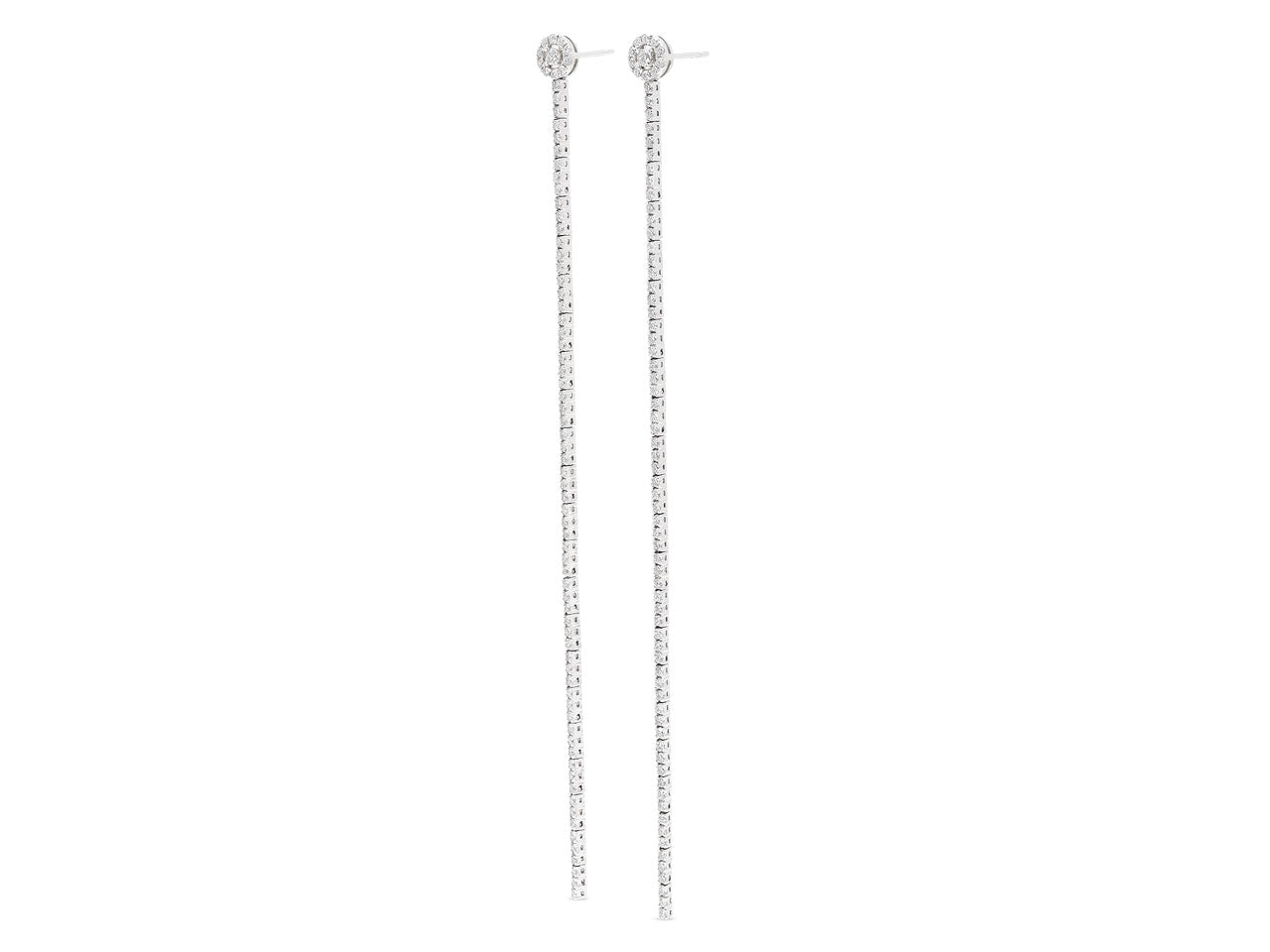 Diamond Line Earrings in 18K White Gold