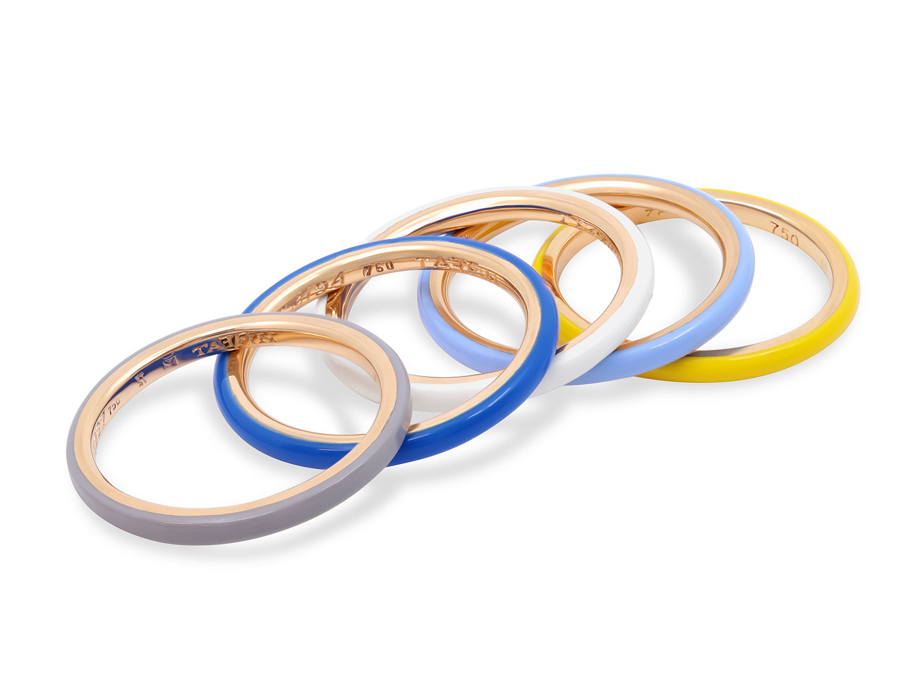 Taffin Set of Five Ceramic Bands in 18K Rose Gold