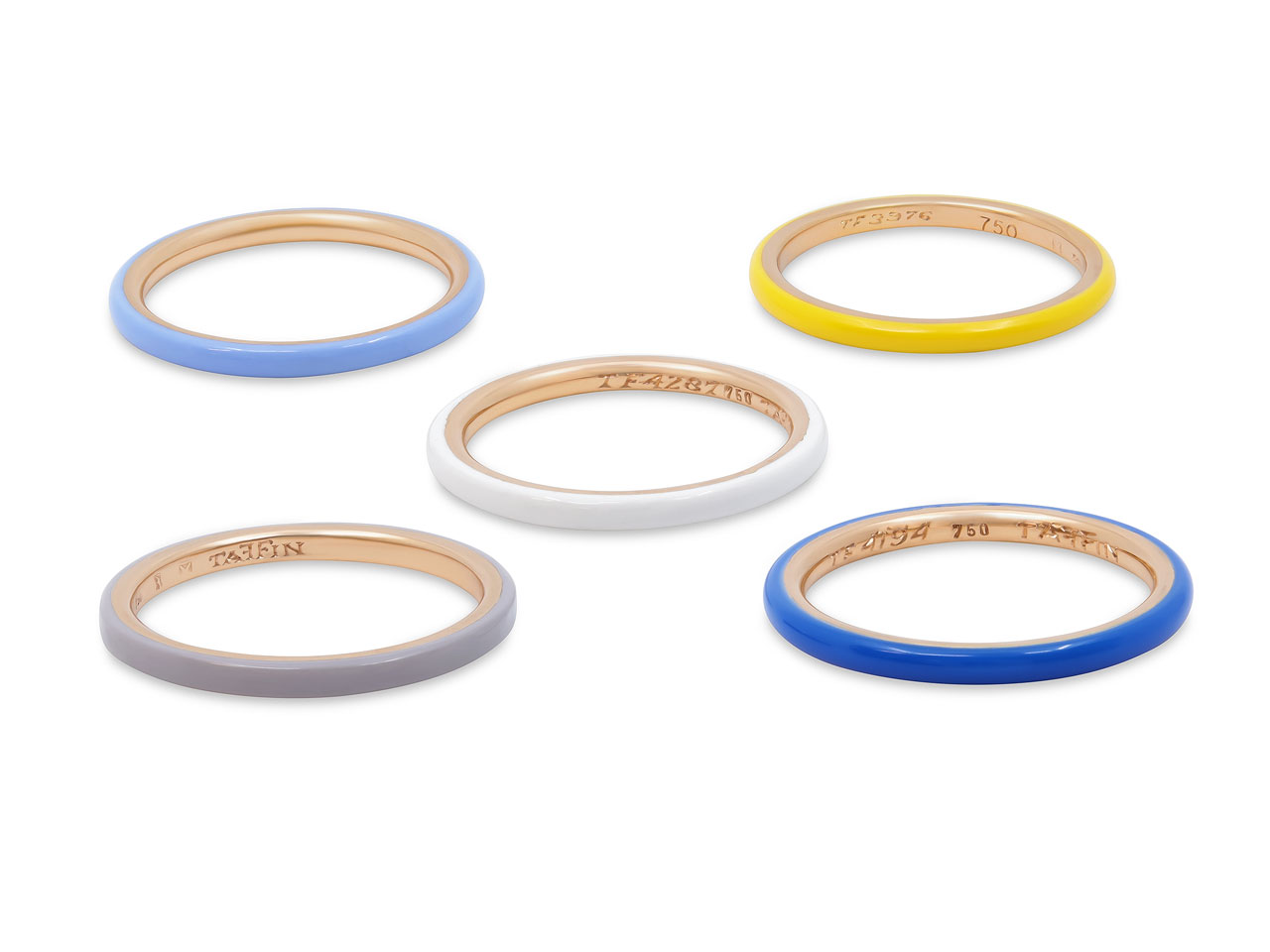 Taffin Set of Five Ceramic Bands in 18K Rose Gold