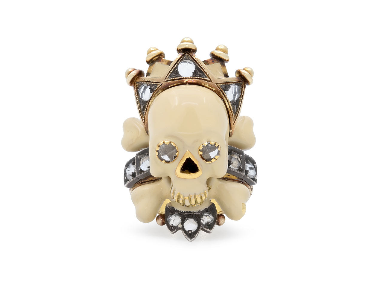 Codognato 'Memento Mori' Enamel Skull Ring in 18K Gold