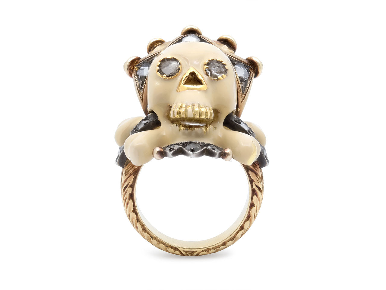 Codognato 'Memento Mori' Enamel Skull Ring in 18K Gold