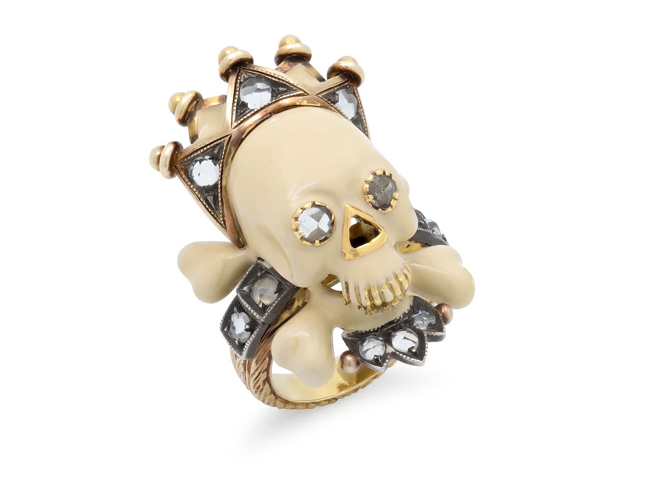 Codognato 'Memento Mori' Enamel Skull Ring in 18K Gold