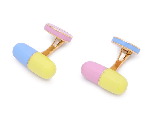 Suzanne Syz 'Adrenaline' Enamel Cufflinks in 18K Gold and Silver