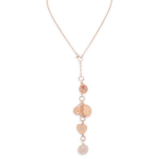 Buddha Lariat Charm Necklace in 14K Rose Gold