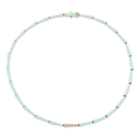 Melissa Kaye 'Lola' Diamond and Blue Enamel Necklace in 18K Gold