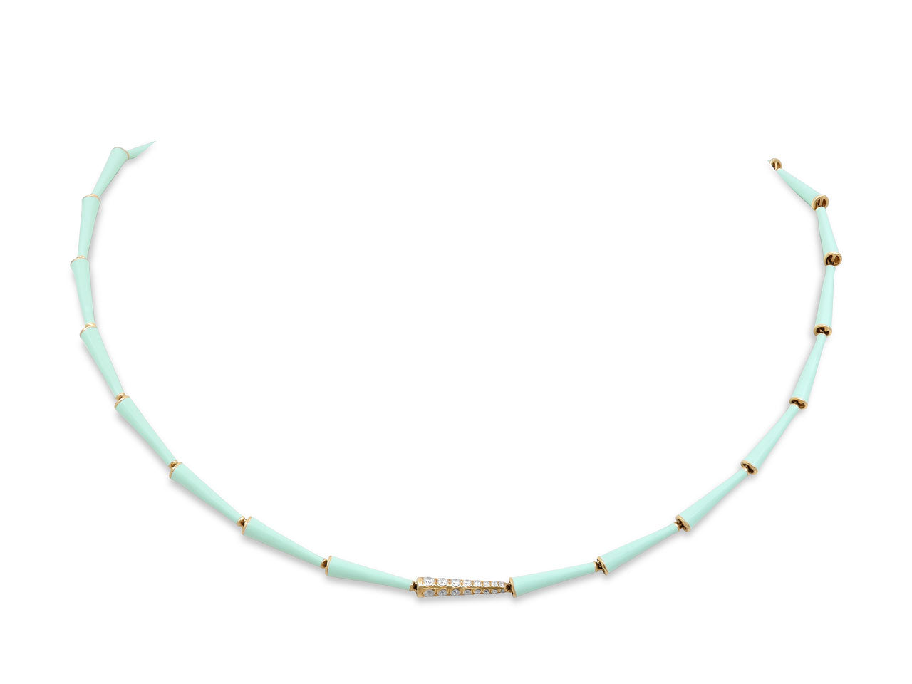 Melissa Kaye 'Lola' Diamond and Blue Enamel Necklace in 18K Gold