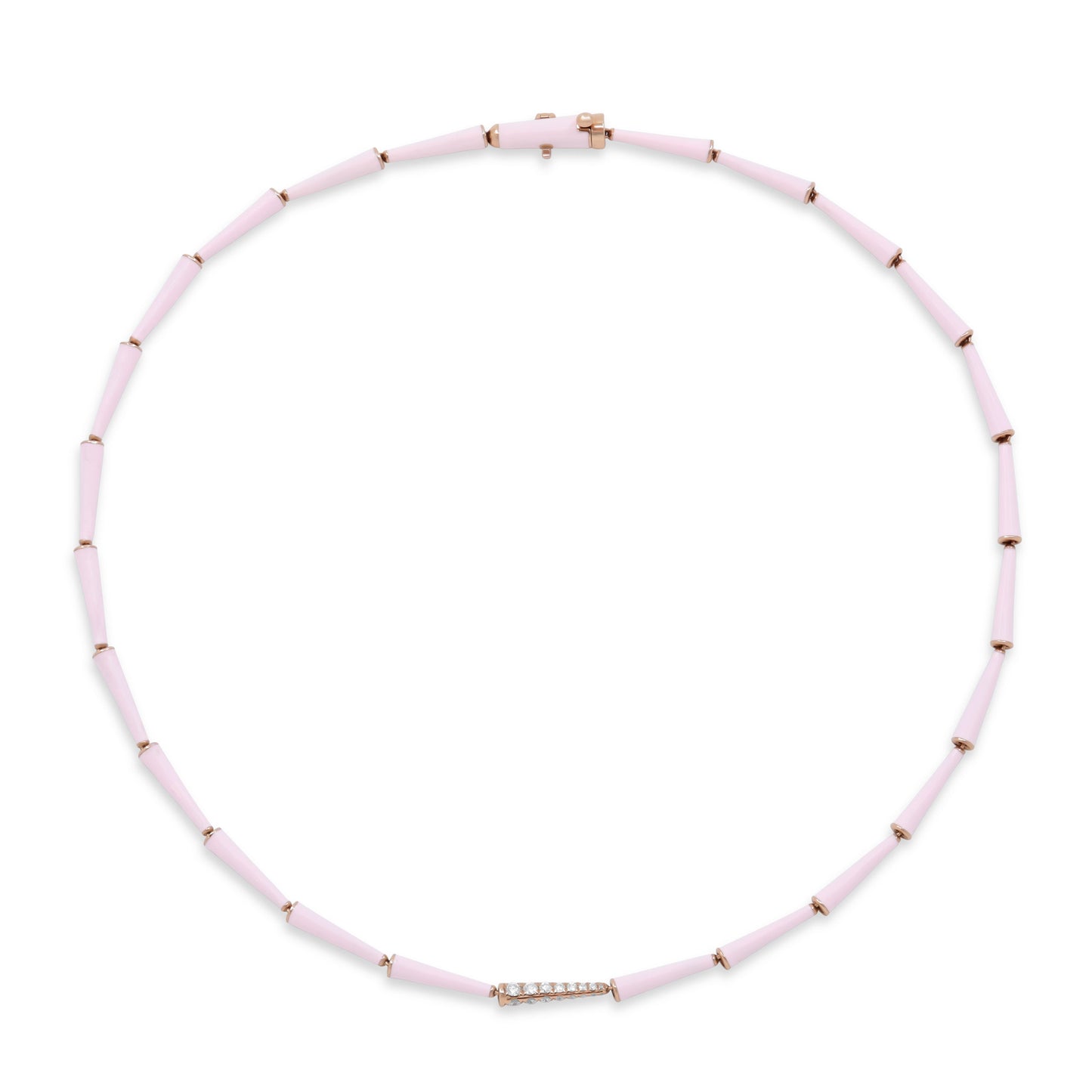 Melissa Kaye 'Lola' Diamond and Pink Enamel Necklace in 18K Rose Gold