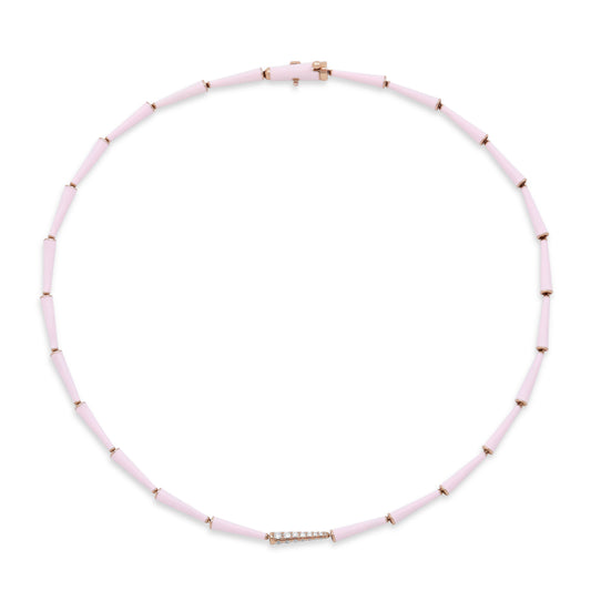 Melissa Kaye 'Lola' Diamond and Pink Enamel Necklace in 18K Rose Gold