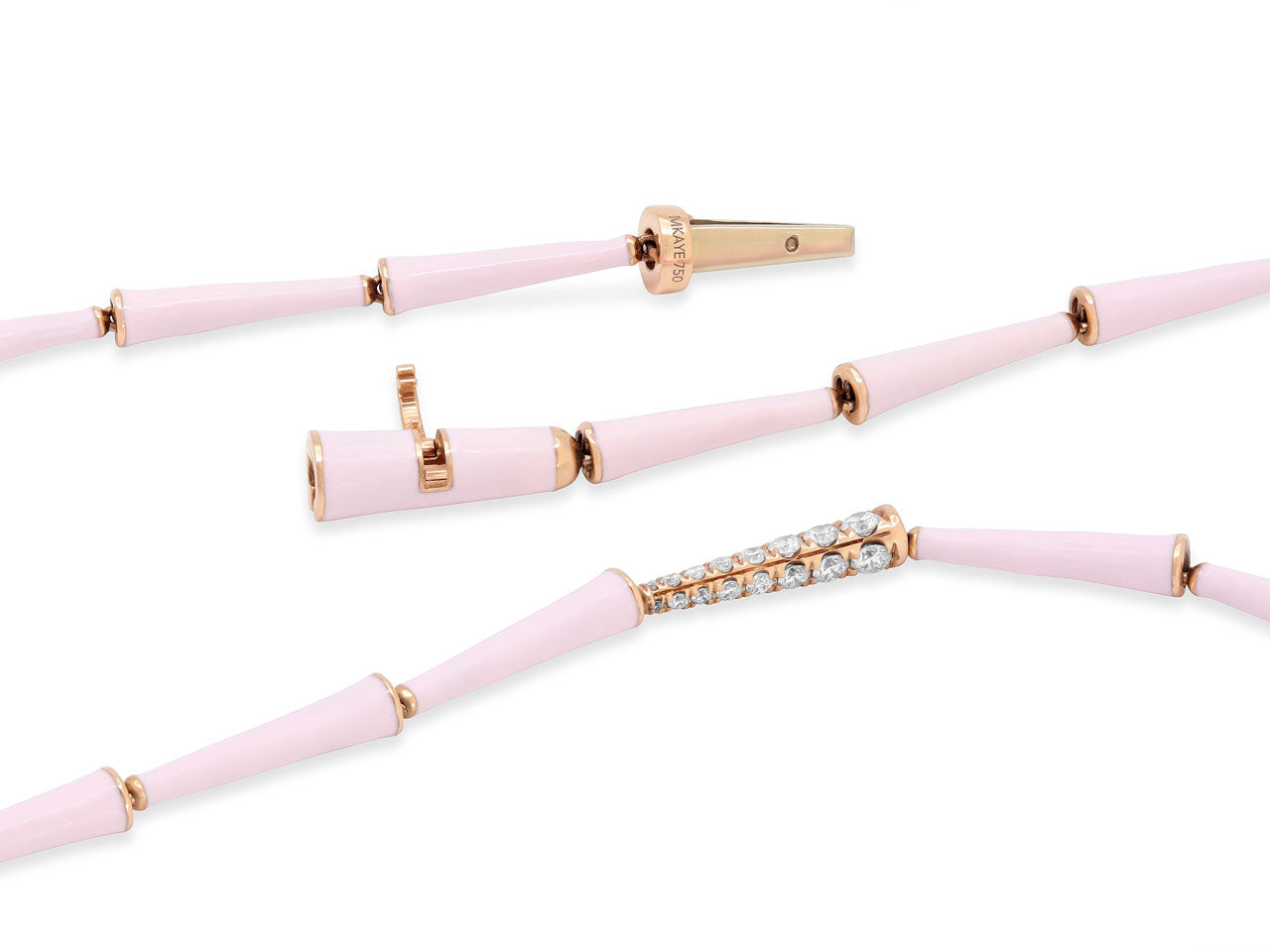 Melissa Kaye 'Lola' Diamond and Pink Enamel Necklace in 18K Rose Gold