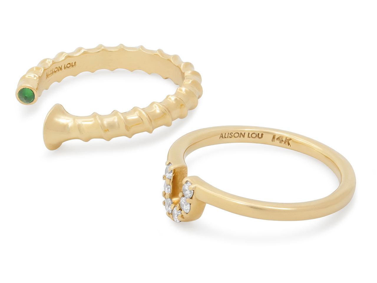 Alison Lou 'Screw Stack' Ring in 14K Gold