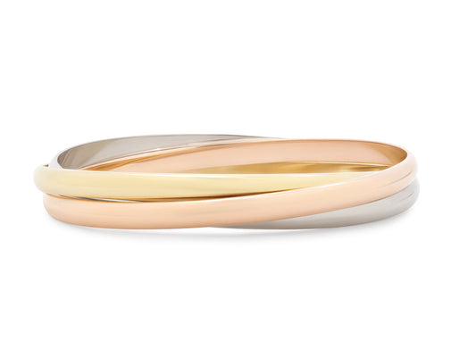 Cartier 'Trinity' Tri-Color Bangle Bracelet in 18K Gold