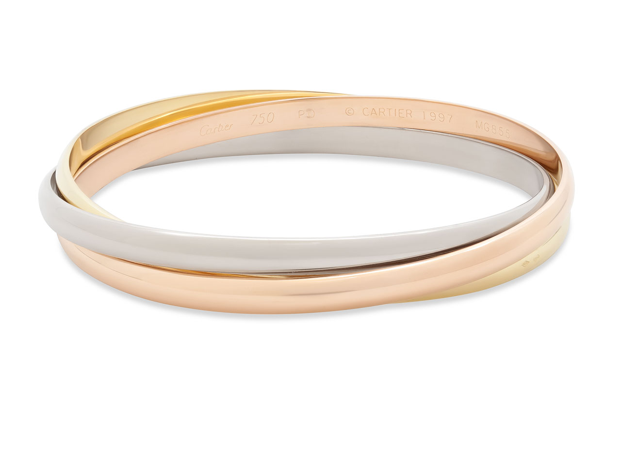 Cartier 'Trinity' Tri-Color Bangle Bracelet in 18K Gold