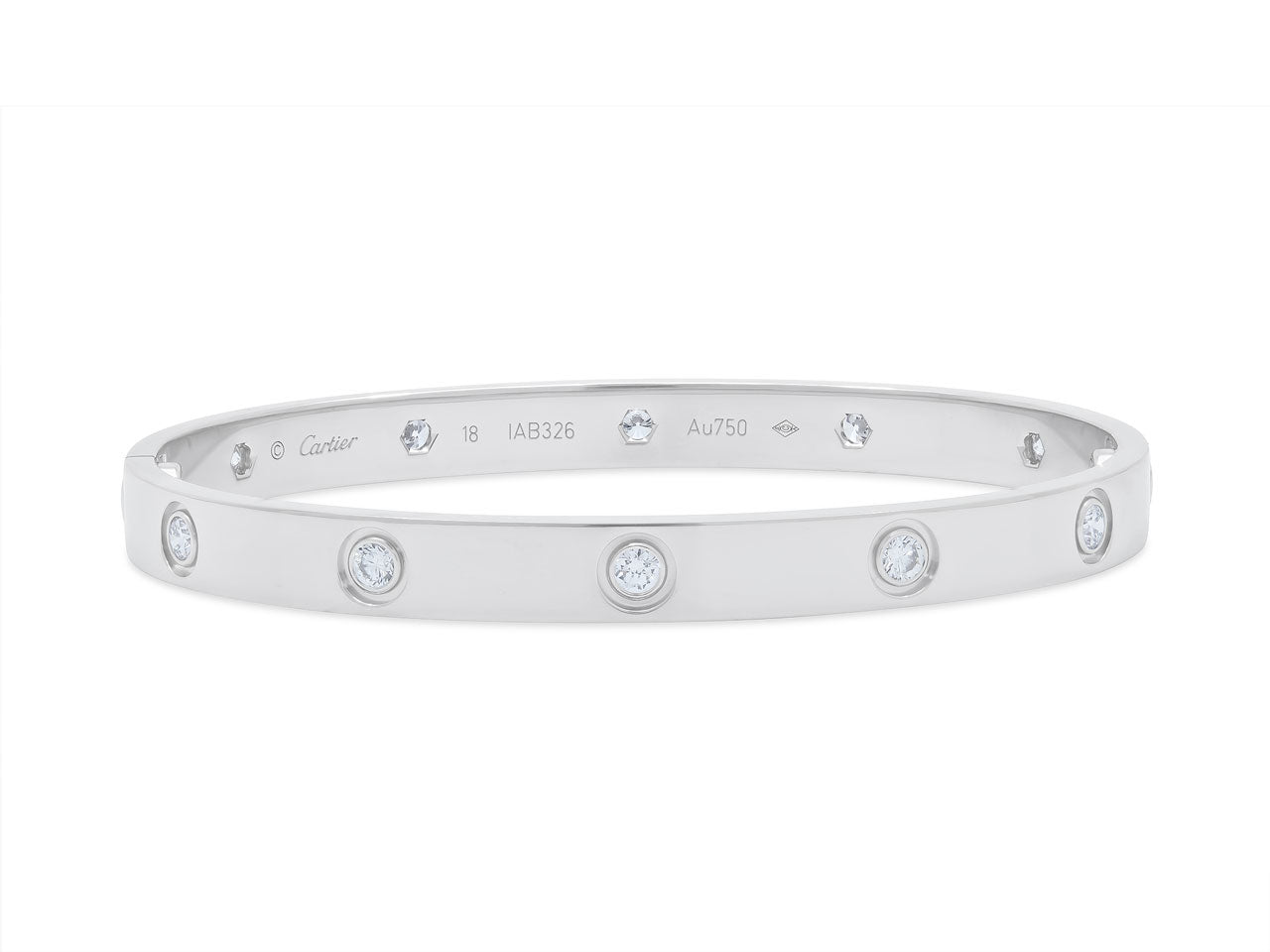 Cartier 'Love' Bracelet, 10 diamonds, 18K White Gold, Size 18