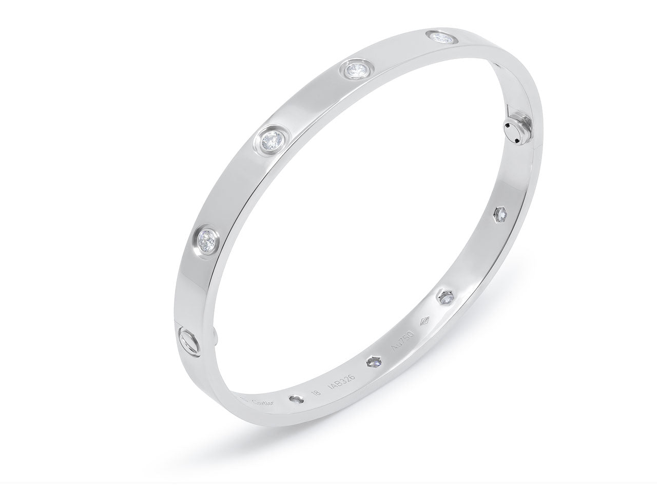 Cartier 'Love' Bracelet, 10 diamonds, 18K White Gold, Size 18